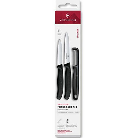 Victorinox 6.7113.33 Swiss Classic 3lü Bıçak ve Soyacak Set, Siyah