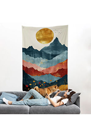 Dağların Üstündeki Güneş Manzarası Duvar Örtüsü-7613