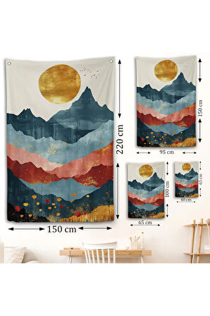 Dağların Üstündeki Güneş Manzarası Duvar Örtüsü-7613