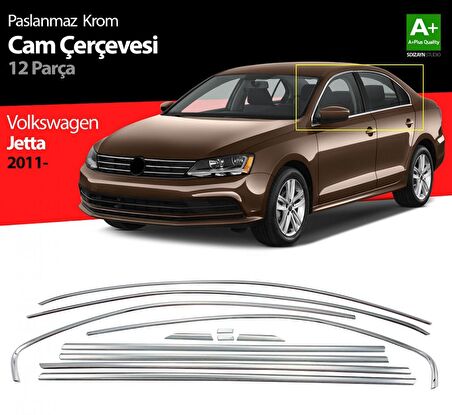 S-Dizayn VW Jetta Krom Cam Çerçeve Seti 12 Prç. 2011 Üzeri