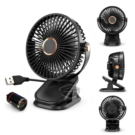 Üniversal Mandallı Oto Ofis Araç İçi Torpido Üstü Vantilatör USB ve Çakmak Girişli Tak Çalıştır Soğutucu Fan 360° Dönebilen Ultra Sessiz Oynar Başlıklı 6'' Araç Fanı