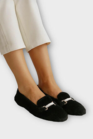 Yumuşak Peluş Ses Yapmaz Hafif Taban Kadın Ev Babeti Panduf SİYAH