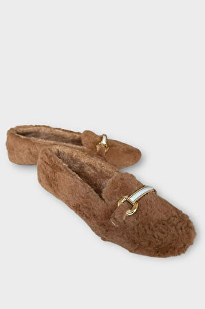 Yumuşak Peluş Ses Yapmaz Hafif Taban Kadın Ev Babeti Panduf VİZON