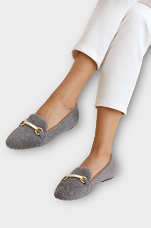 Yumuşak Peluş Ses Yapmaz Hafif Taban Kadın Ev Babeti Panduf GRİ