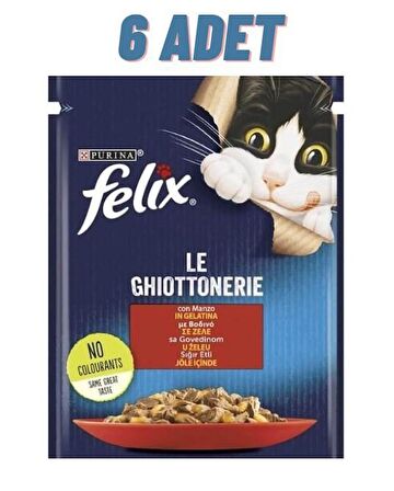 Felix Sığır Etli Yetişkin Kedi Konservesi Pouch 6x85 Gr