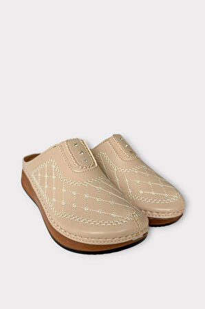 Önü Kapalı Kışlık Ortopedik Günlük Kadın Terlik BEJ