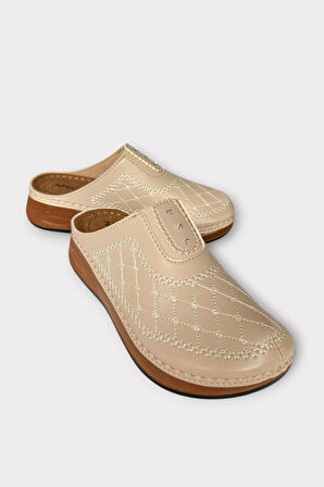 Önü Kapalı Kışlık Ortopedik Günlük Kadın Terlik BEJ