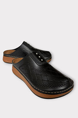 Önü Kapalı Kışlık Ortopedik Günlük Kadın Terlik SİYAH - GÜMÜŞ