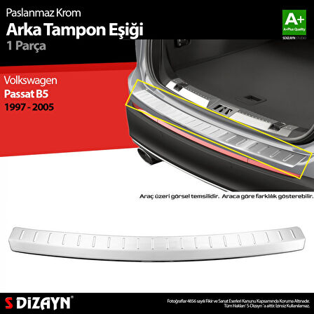 S-Dizayn VW Passat B5 Sw Krom Arka Tampon Eşiği 1997-2005