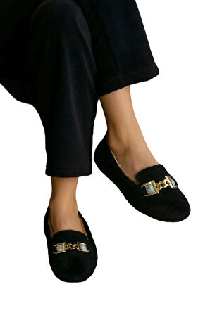 Yumuşak Peluş Ses Yapmaz Hafif Taban Kadın Ev Babeti Panduf SİYAH