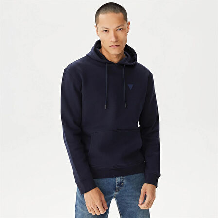 Erkek Kapüşonlu Sweatshirt-Lacivert | S