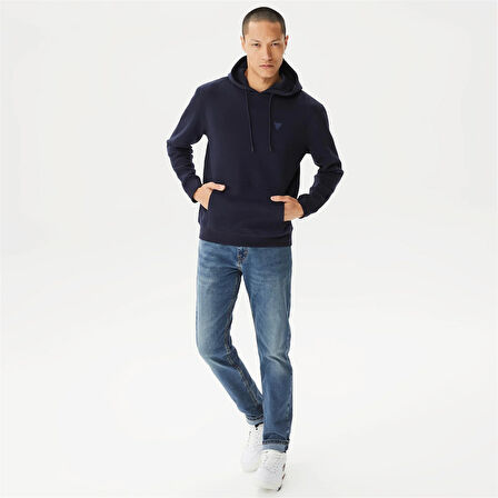 Erkek Kapüşonlu Sweatshirt-Lacivert | S