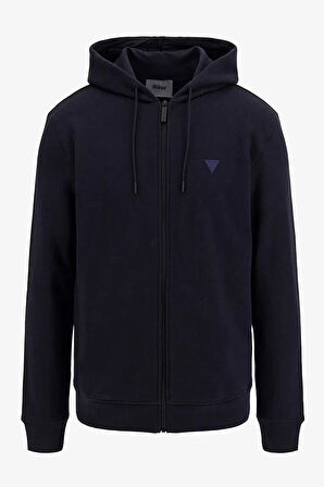 Guess Erkek Lacivert Aldwin Fermuarlı Hooded Sweatshirt