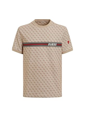 Guess Bej Erkek Bisiklet Yaka Desenli T-Shirt Z2BI09J1314P13W-JAMEY