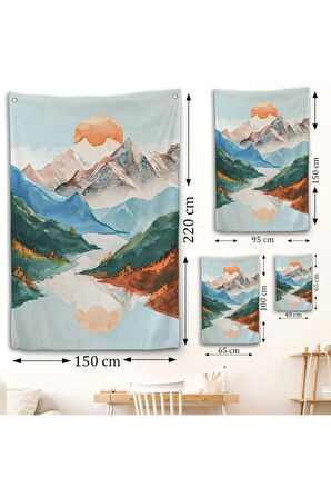 Dağların Arasındaki Güneş Manzarası Duvar Örtüsü-7617