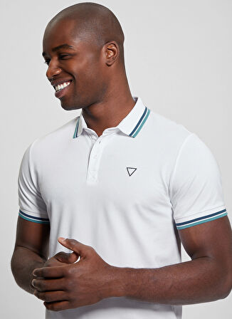 Guess Desenli Beyaz Erkek Polo T-Shirt M2GP34KARS0F0CF SS SPORTS PIQUE TR