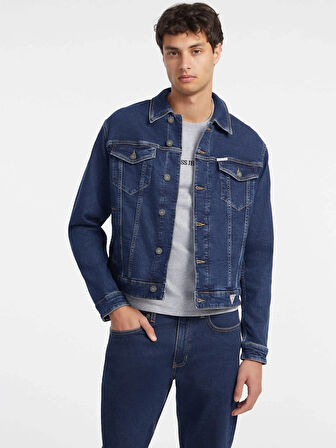 Guess  GJ MENS SLIM TRUCKER JACKET Erkek Mavi Ceket M4YN33D5DM3-VARD