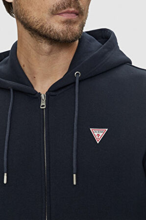 Erkek GJ İnce Fermuar Kapüşonlu Sweatshirt - Lacivert | S