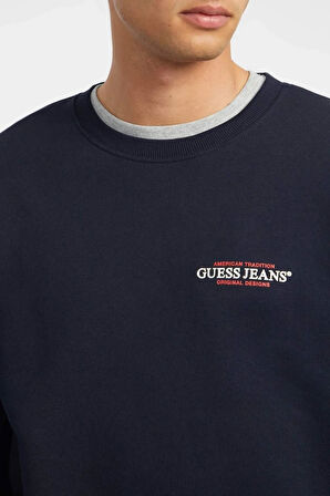 Erkek Guess Jeans CN REG Sweatshirt - Lacivert | M