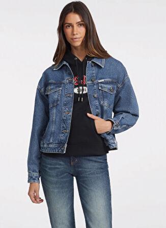 Guess Jeans Normal Mavi Kadın Ceket GJ OVERSIZE TRUCKER - ECO RECY CO R