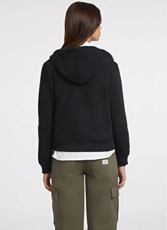 Guess Jeans Fermuarlı Yaka Desenli Siyah Kadın Sweatshırt GJ ZIP HOOD REG GUES - ORGANIC CO/P