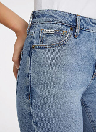 ECO RECY CO Mavi Kadın Regular Fit Desenli Denim Pantolon GJ G08 MID RISE STRA