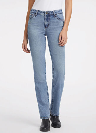 ECO RECY CO Mavi Kadın Regular Fit Desenli Denim Pantolon GJ G08 MID RISE STRA