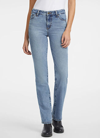 Guess Jeans Yüksek Bel Bootcut Paça Regular Fit Mavi Kadın Denim Pantolon Guess Jeans Kadın Regular Fit Jean