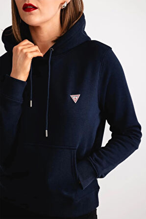 Kadın GJ Mini Patch Kapüşonlu Sweatshirt - Lacivert | XL