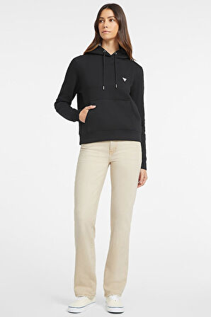 Kadın GJ Mini Patch Kapüşonlu Sweatshirt - Siyah  | S