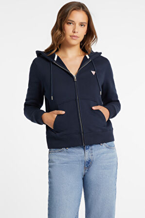 Kadın Fermuarlı Sweatshirt - Lacivert | S