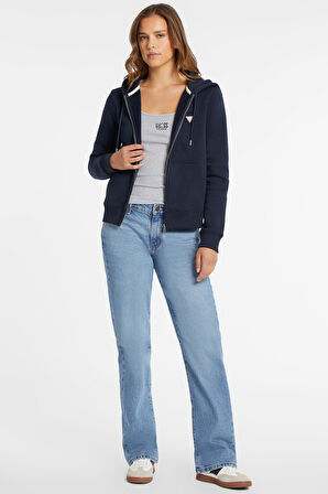 Kadın Fermuarlı Sweatshirt - Lacivert | M