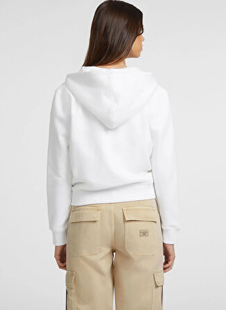 Guess Jeans Kapüşon Yaka Baskılı Beyaz Kadın Sweatshırt Guess Jeans Kadın Sweat