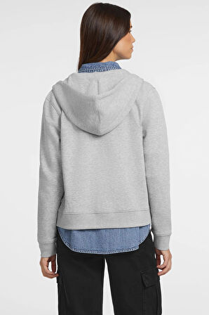 Kadın GJ Mini Yama Fermuarlı Sweatshirt - Gri | XS