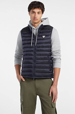 Guess Jeans Erkek Siyah Kapitone Naylon Şişme Yelek