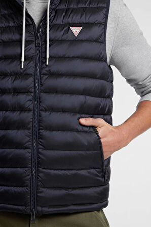 Guess Jeans Erkek Siyah Kapitone Naylon Şişme Yelek