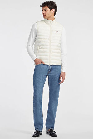 Guess  GJ HOODED PUFFER VES Erkek Beyaz Yelek M4YN11WG922-G053