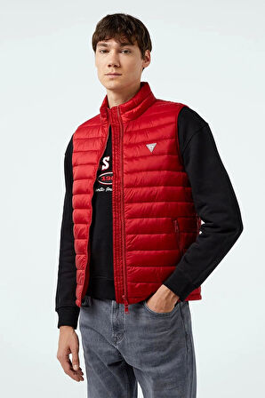 Guess Jeans GJ HOODED PUFFER VES Erkek Kırmızı Yelek M4YN11WG922-G585