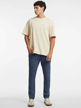 Guess Gj Ss Cn Os Erkek Bej Oversize Fit T-Shirt M4YI46K8FQ4-G1W7