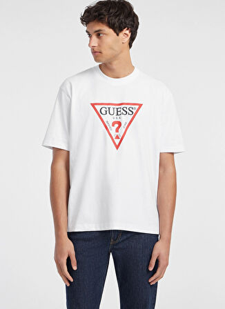 Guess Jeans Beyaz Erkek T-Shirt M4YI45K8FQ4G011 GJ SS CN OS ICONIC