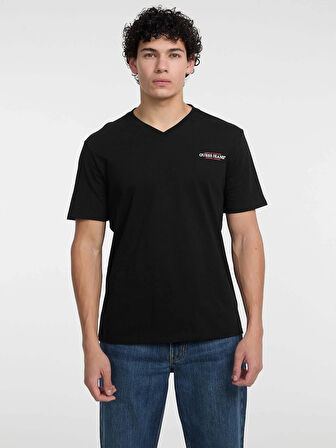 Guess Jeans GJ SS VN SLIM AMERICAN TR TEE Erkek Siyah T-shirt M4YI50K8HM0-JBLK