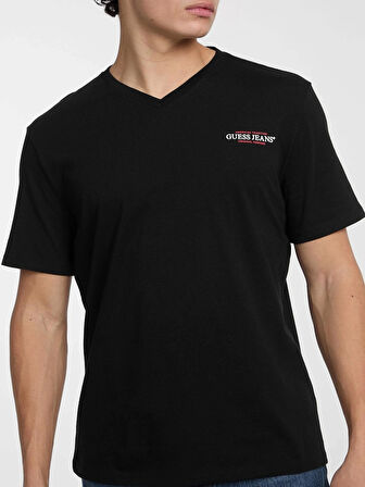 Guess Jeans GJ SS VN SLIM AMERICAN TR TEE Erkek Siyah T-shirt M4YI50K8HM0-JBLK