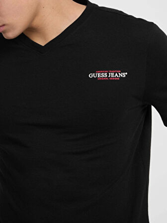 Guess Jeans GJ SS VN SLIM AMERICAN TR TEE Erkek Siyah T-shirt M4YI50K8HM0-JBLK