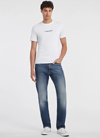 Guess Jeans Bisiklet Yaka Desenli Beyaz Erkek T-Shirt M4YI52K8HM0G011 GJ SS CN SLIM LOGO