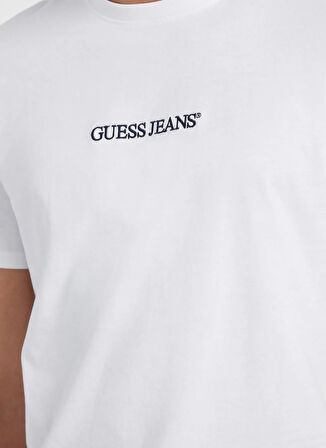 Guess Jeans Bisiklet Yaka Desenli Beyaz Erkek T-Shirt M4YI52K8HM0G011 GJ SS CN SLIM LOGO