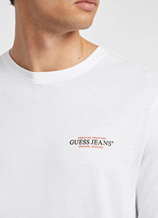 Guess Jeans Bisiklet Yaka Baskılı Beyaz Erkek T-Shirt M4YI54K8HM0-G011 Guess Jeans Erkek