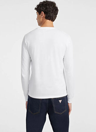 Guess Jeans Bisiklet Yaka Baskılı Beyaz Erkek T-Shirt M4YI54K8HM0-G011 Guess Jeans Erkek