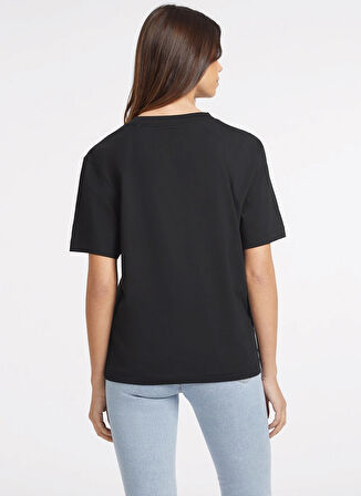 Siyah Kadın Bisiklet Yaka Box Fit Desenli T-Shirt GJ SS CN OS AMERICAN - ORGANIC COTT