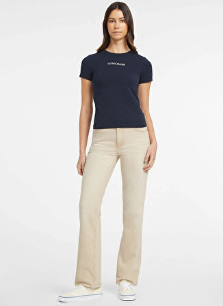 Guess Jeans Klasik Yaka Lacivert Kadın T-Shirt GJ SS CN SLIM LOGO E - MID ORGANIC