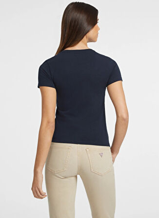 Guess Jeans Klasik Yaka Lacivert Kadın T-Shirt GJ SS CN SLIM LOGO E - MID ORGANIC